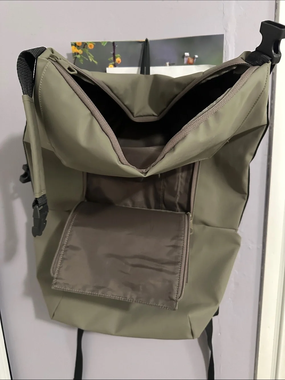 adidas Olive Green Backpack with Black Stripe Accents